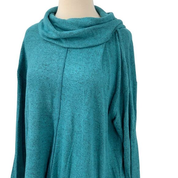 NWT Jess & Jane Teal Cowl Neck Sweater Front Pocket Casual Cozy Tunic Top Size S - Picture 6 of 8